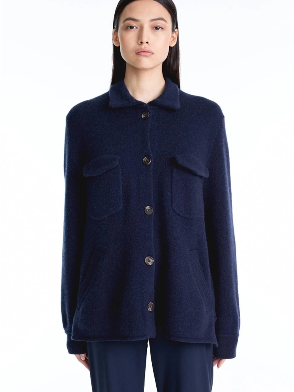 NakedCashmere Navy Button-Front Cardigan Addison Jacket S